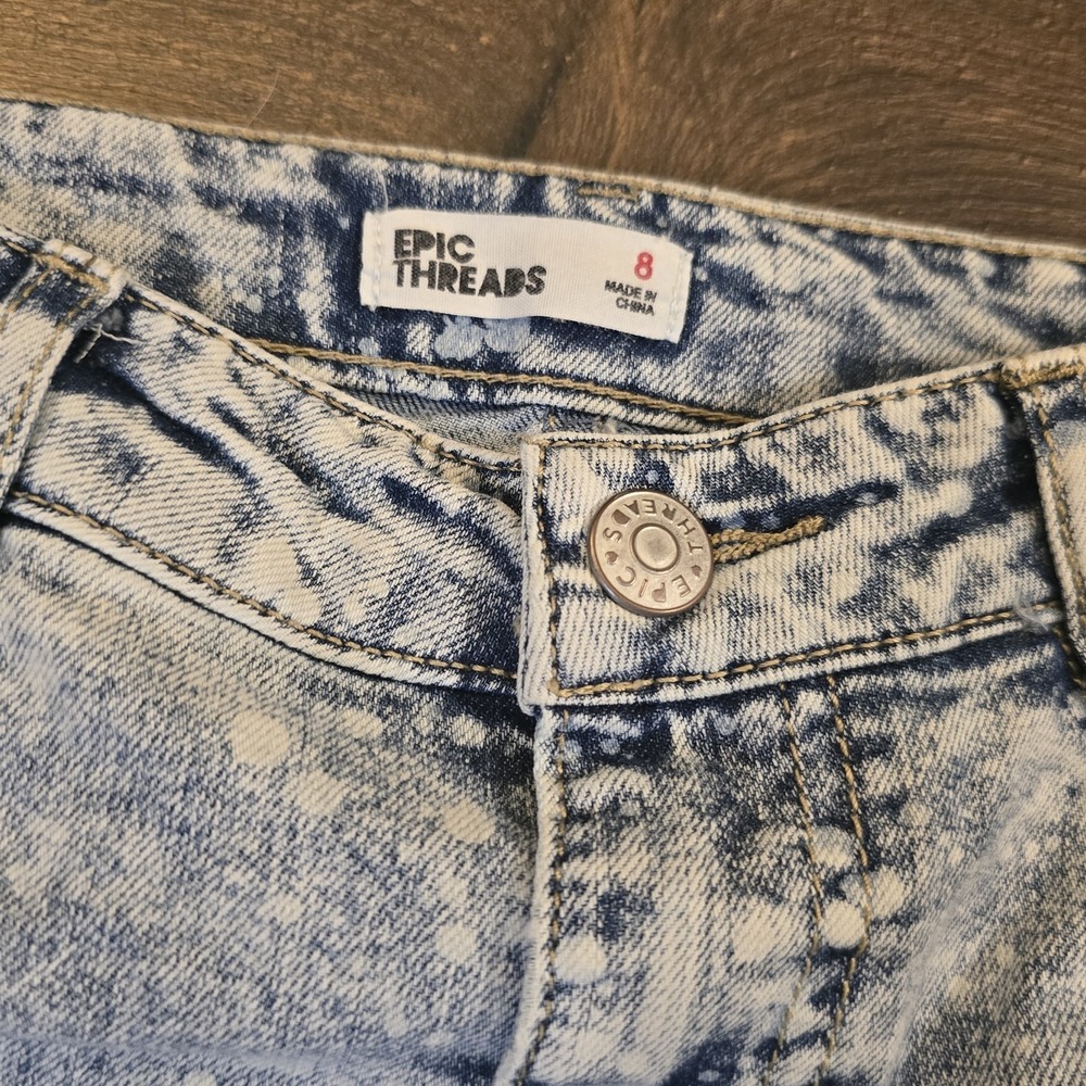 EPIC THREADS Big Girls Splatter Print Denim Skinny Jeans Bowery Wash Size‎ 8
